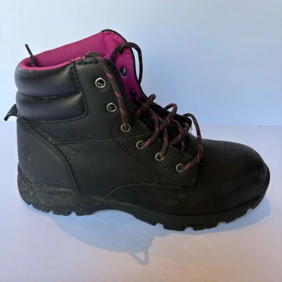 Brahma Women's Black and Pink Combat Boots Lace-up Slip resistant Size 9 - Picture 4 of 9